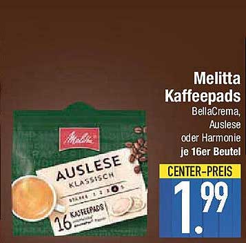 Melitta Kaffeepads BellaCrema, Auslese oder Harmonie je 16er Beutel