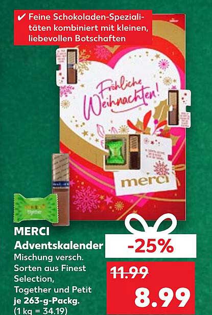 MERCI Adventskalender - Mischung versch. Sorten aus Finest Selection