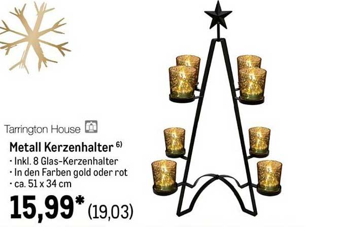 Metall Kerzenhalter inkl. 8 Glas-Kerzenhaltern