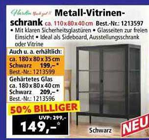 Metall-Vitrinenschrank ca. 110x80x40 cm