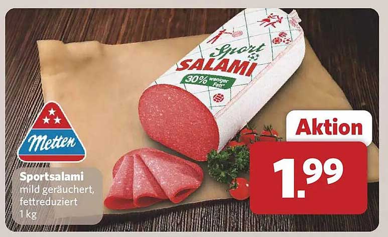 Metten Sportsalami mild geräuchert, fettreduziert 1 kg