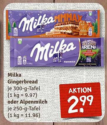 Milka Gingerbread oder Alpenmilch - Aktionsangebot