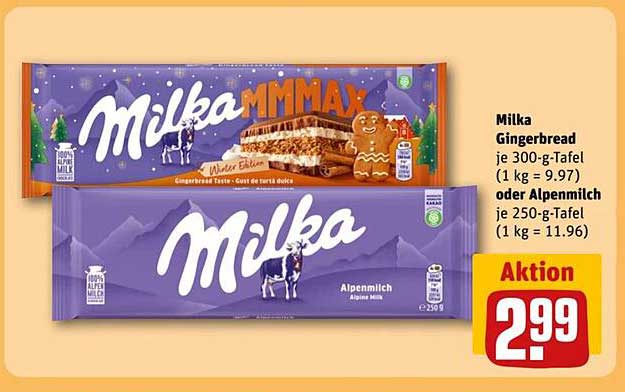 Milka Gingerbread und Alpenmilch Schokolade