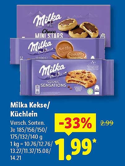 Milka Kekse/Küchlein - Verschiedene Sorten