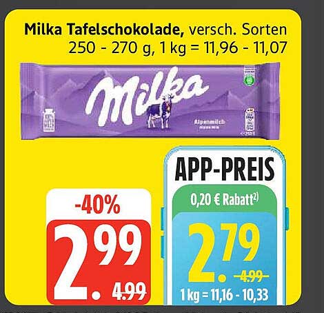 Milka Tafelschokolade, verschiedene Sorten 250 - 270 g