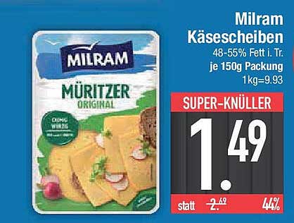 Milram Käsescheiben 48-55% Fett i. Tr. je 150g Packung
