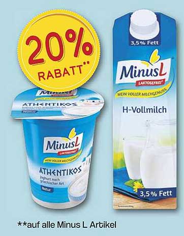 MinusL Laktosefreier Joghurt und H-Vollmilch – 20% Rabatt!