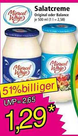 Miracel Whip Salatcreme Original oder Balance je 500 ml
