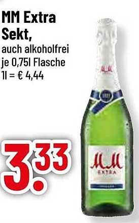 MM Extra Sekt, auch alkoholfrei je 0,75 l Flasche