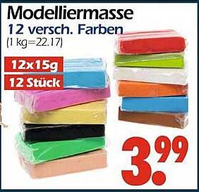 Modelliermasse 12 versch. Farben (1 kg=22,17)