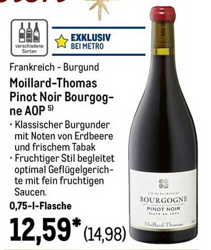 Moillard-Thomas Pinot Noir Bourgogne AOP 0,75 l-Flasche