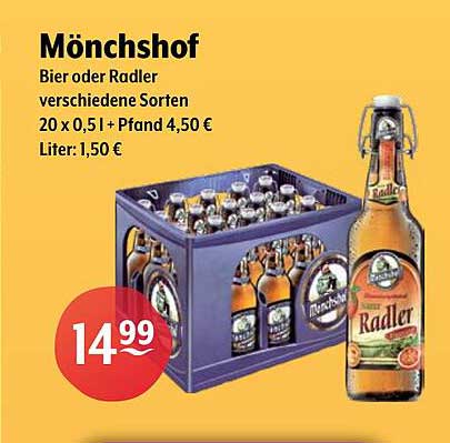 Mönchshof Bier oder Radler verschiedene Sorten - 20 x 0,5 l