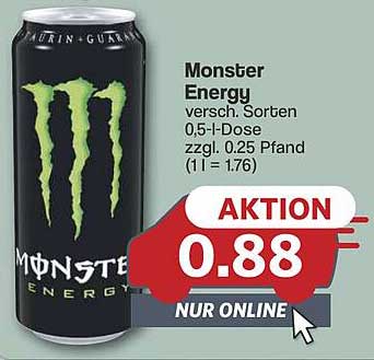 Monster Energy, 0,5 l-Dose, verschiedene Sorten