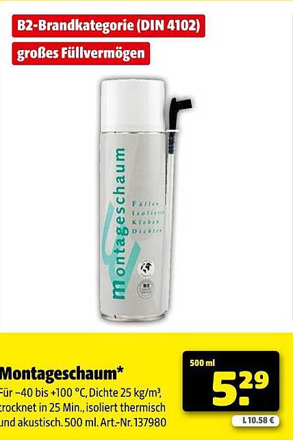 Montageschaum 500 ml | B2-Brandkategorie DIN 4102