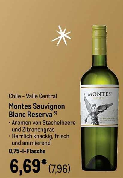 Montes Sauvignon Blanc Reserva 0,75 l – Frisch und Knackig