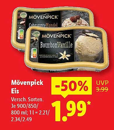 Mövenpick Eis – Verschiedene Sorten