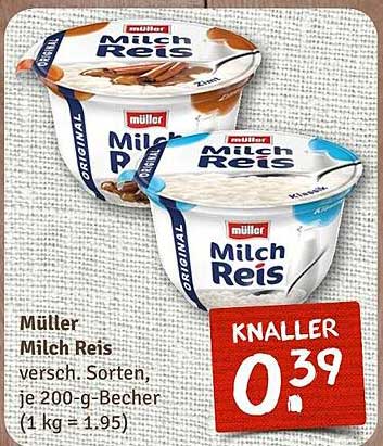 Müller Milch Reis – verschiedene Sorten im günstigen Becher