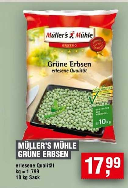 Müller's Mühle Grüne Erbsen 10 kg Sack
