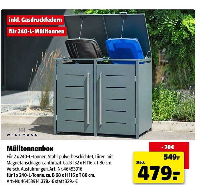 Mülltonnenbox für 2 x 240-L-Tonnen, anthrazit