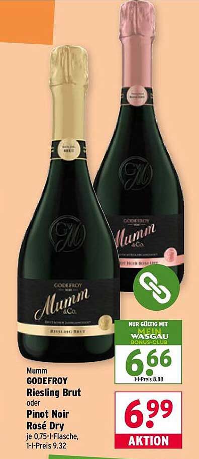 Mumm GODEFROY Riesling Brut oder Pinot Noir Rosé Dry