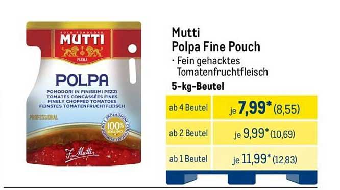 Mutti Polpa Fine Pouch – 5-kg-Beutel