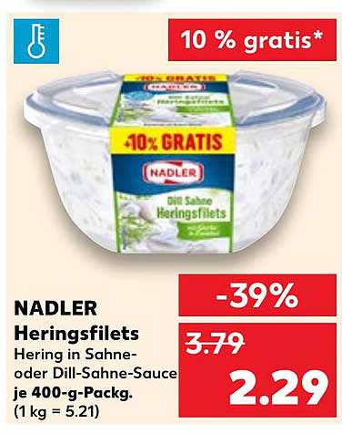 NADLER Heringsfilets in Dill-Sahne-Sauce - 400 g Packung