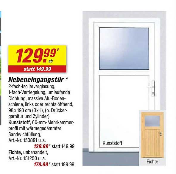 Nebenhaustür - 129,99 € ab (statt 149,99 €)