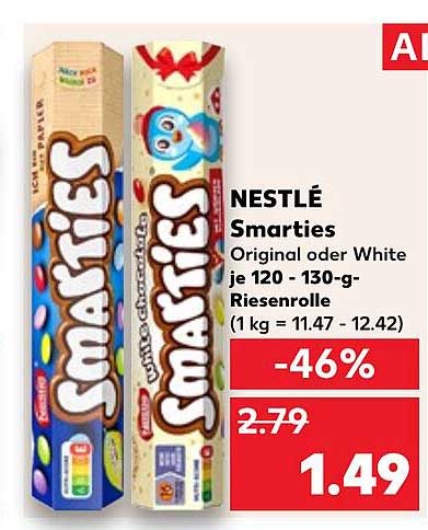 NESTLÉ Smarties Original oder White je 120 - 130-g-Riesenrolle