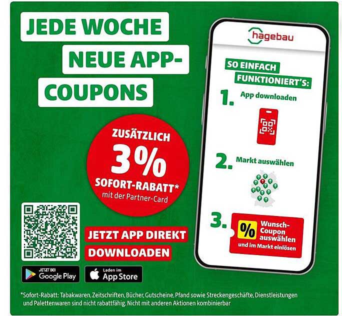 Neue App-Coupons – 3% Sofortrabatt mit der Hagebau Partner-Card