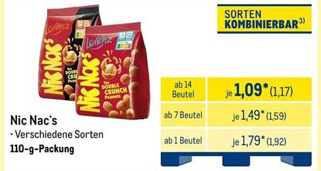 Nic Nac's - Verschiedene Sorten 110-g-Packung
