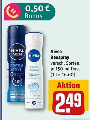 Nivea Deospray Fresh Active und Fresh Natural 150 ml