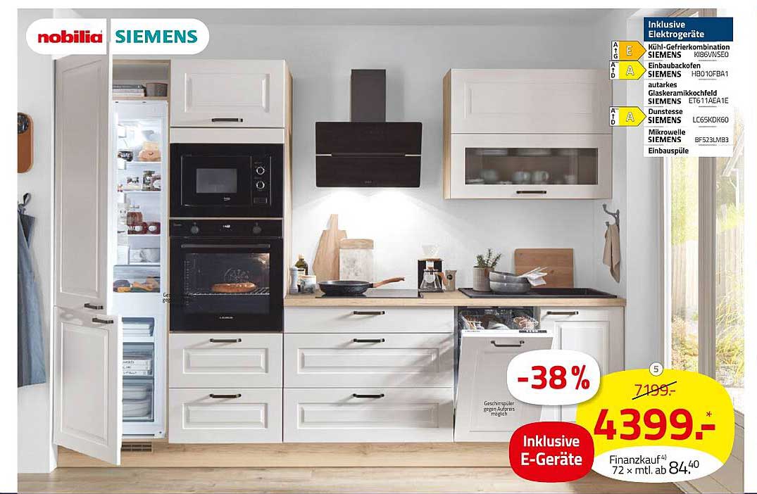 Nobilia Küche mit Siemens Elektrogeräten - 38% Rabatt!