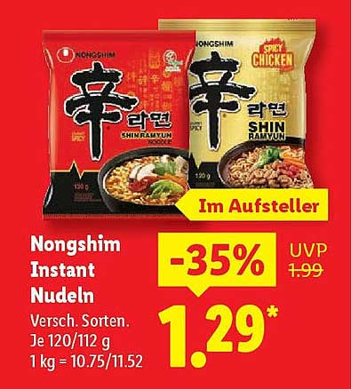 Nongshim Instant Nudeln - Verschiedene Sorten zum Sparpreis