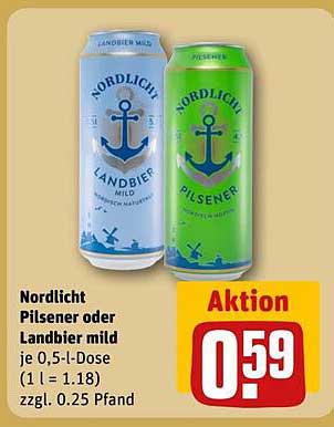 Nordlicht Pilsener oder Landbier mild je 0,5-l-Dose zum Aktionspreis