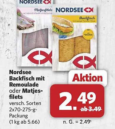 Nordsee Backfisch mit Remoulade oder Matjesfilets 2x70-275-g-Packung
