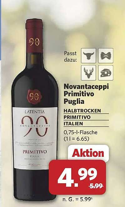 Novantaceppi Primitivo Puglia - Halbtrocken 0,75-l-Flasche