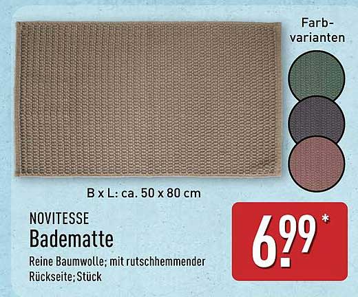 NOVITESSE Badematte - Reine Baumwolle für Ihr Badezimmer