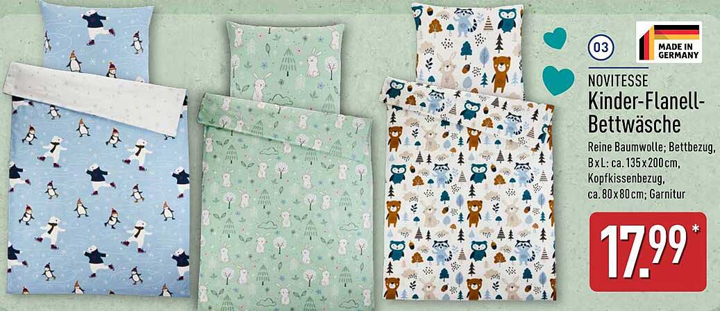 Novitesse Kinder-Flanell-Bettwäsche