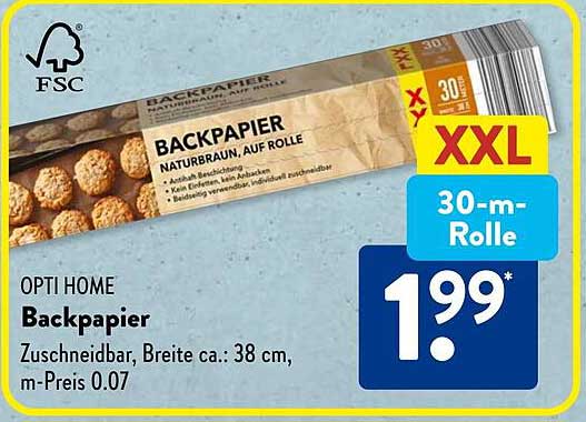 Opti Home Backpapier - Naturbraun, auf Rolle