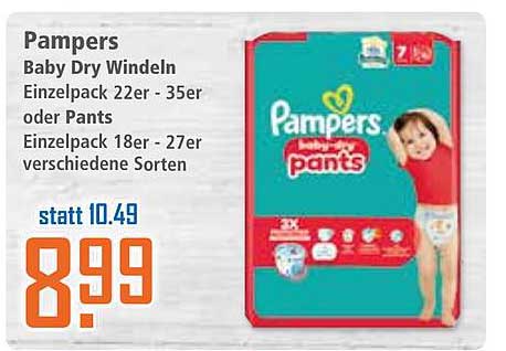 Pampers Baby Dry Windeln Einzelpack 22er – 35er oder Pants Einzelpack 18er – 27er verschiedene Sorten