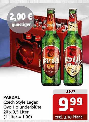 PARDAL Czech Style Lager, Ovo Holunderblüte 20 x 0,5 Liter