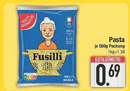 Pasta Fusilli je 500g Packung