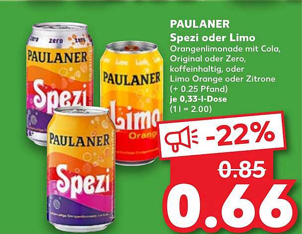 PAULANER Spezi oder Limo 0,33-L-Dose