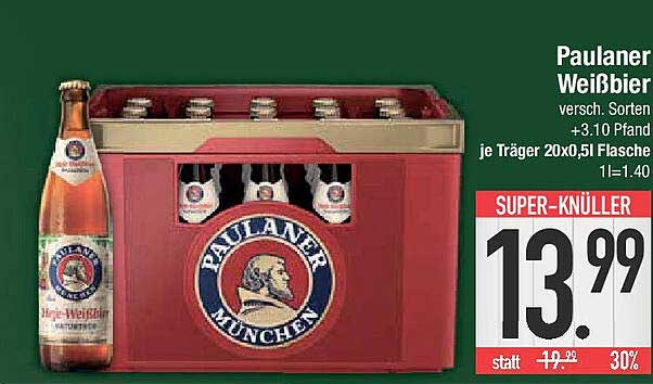 Paulaner Weißbier 20x0,5l Bierträger