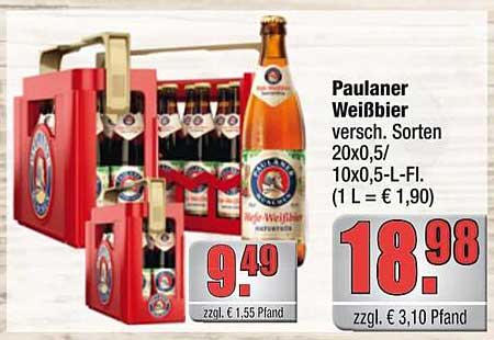 Paulaner Weißbier verschieden. Sorten 20x0,5/ 10x0,5-L-Fl.