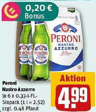 Peroni Nastro Azzurro 6 x 0,33-l-Fl.-Sixpack