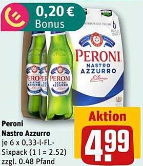 Peroni Nastro Azzurro - 6 x 0,33-l-Flaschen-Sixpack