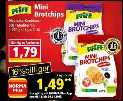Pfiff Mini Brochips - Meersalz, Knoblauch oder Mediterran - 250 g