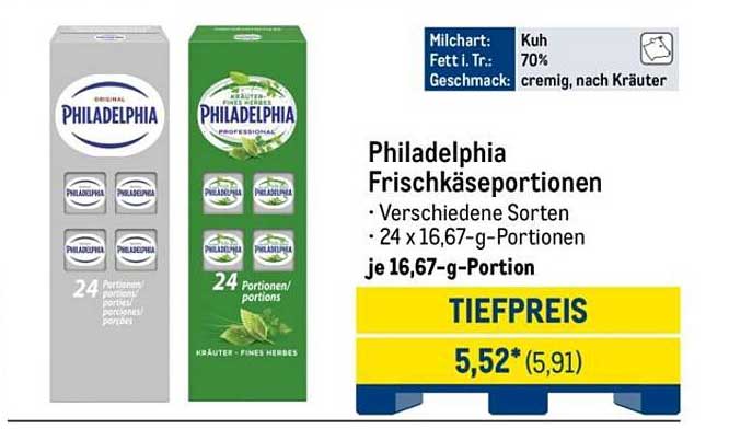Philadelphia Frischkäseportionen - Verschiedene Sorten