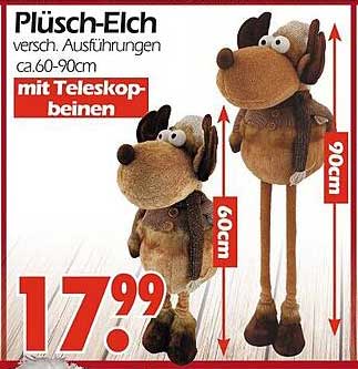 Plüsch-Elch - verschiedene Ausführungen ca. 60-90 cm mit Teleskop-Beinen